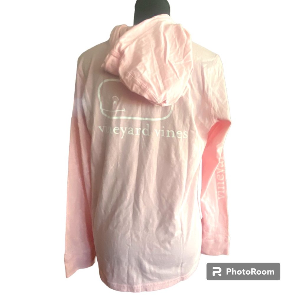 Vineyard Vines Women's Vintage Whale logo hooded long sleeve T-shirt lt pink M